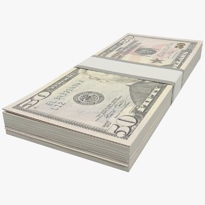 fifty dollars bills banknotes 3D model