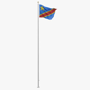 flag pole democratic republic 3D model