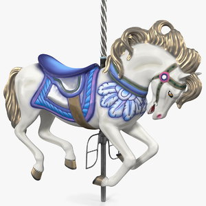 carousel galloping horse blue 3D