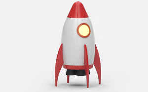 3D realistic cartoon rocket