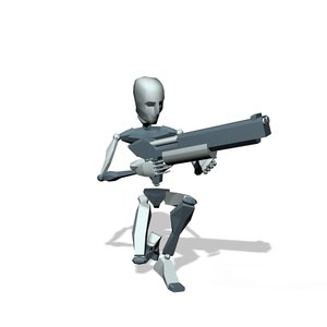 Soldier crouch idle and turn back