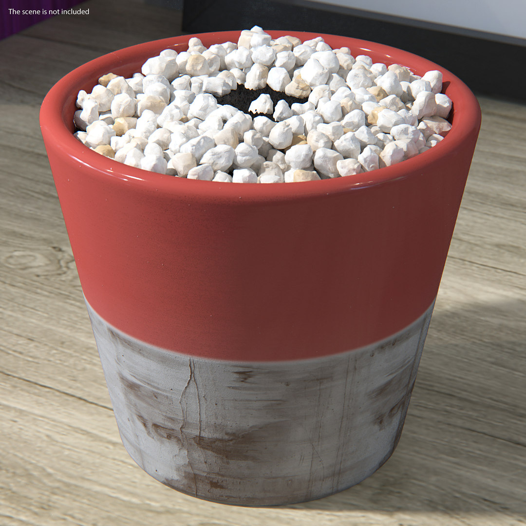 3D plant pot covered pebbles model TurboSquid 1602597