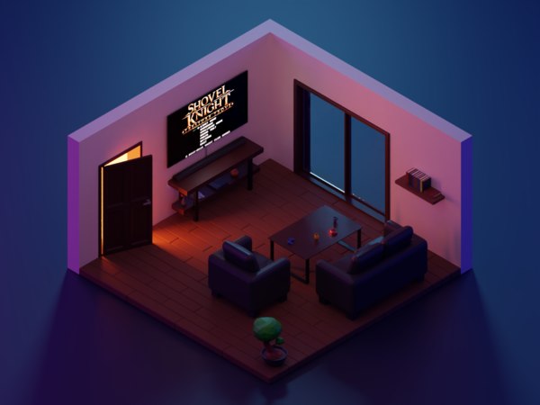 3d Model Living Room Night Turbosquid