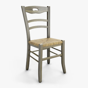 3D rustic straw chair model