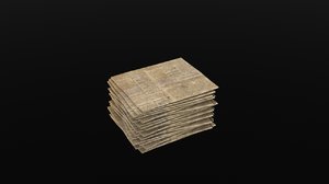 3D newspaper stack grungy model