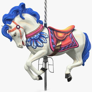 carousel galloping horse white 3D model