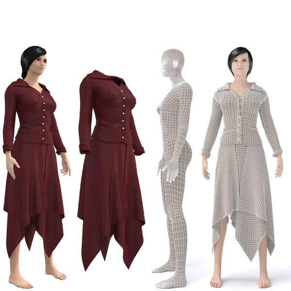3D character female secretary clothing model