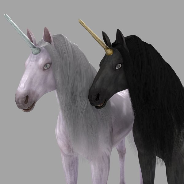 Weisses Schwarzes Einhorn Mit Fell 3d Modell Turbosquid 1604976