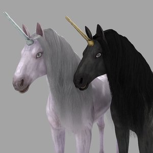white black unicorn fur 3D model