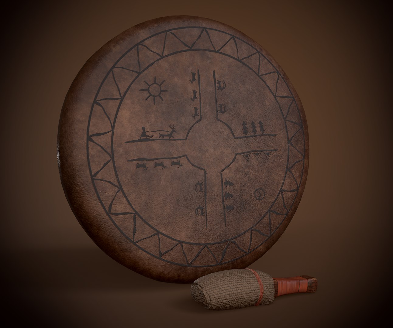 3D tambourine pbr TurboSquid 1595844