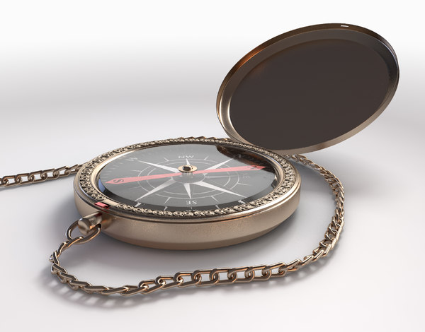 3d intricate pocket compass model