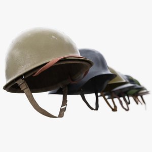 8 helmets 3D model