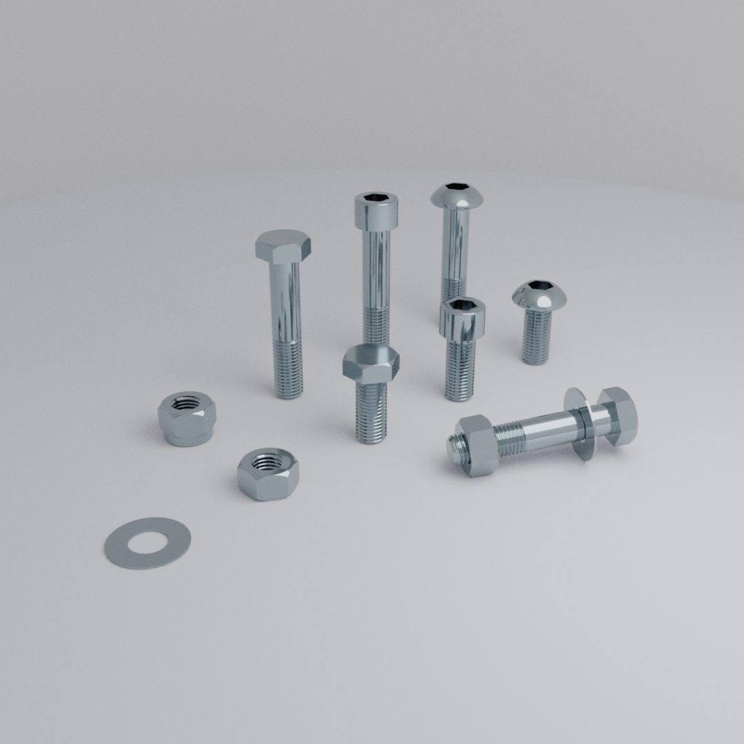 Nuts bolts 3D model - TurboSquid 1606283