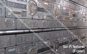 Sci-Fi seamless textures - 3colors PBR