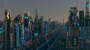 3D sci fi futuristic city