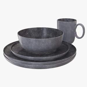 set dinnerware bowl 3D model