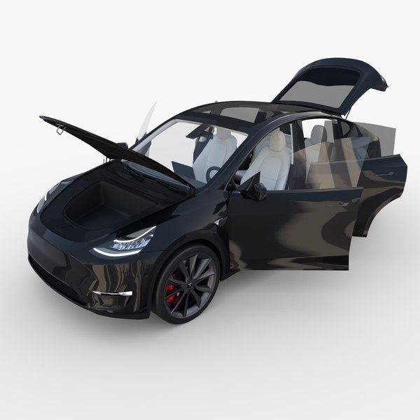 Modelo 3d Tesla Model Y Black Con Interior Turbosquid