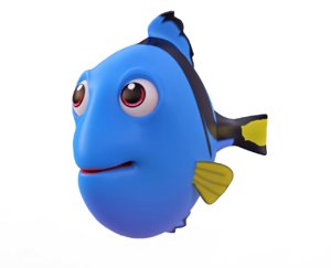 3D blue tang fish toon