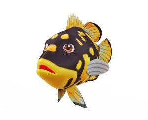 tripletail fish toon animation 3D model