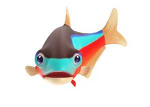 3D model cardinal tetra fish toon
