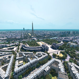paris city eiffel tower 3D model