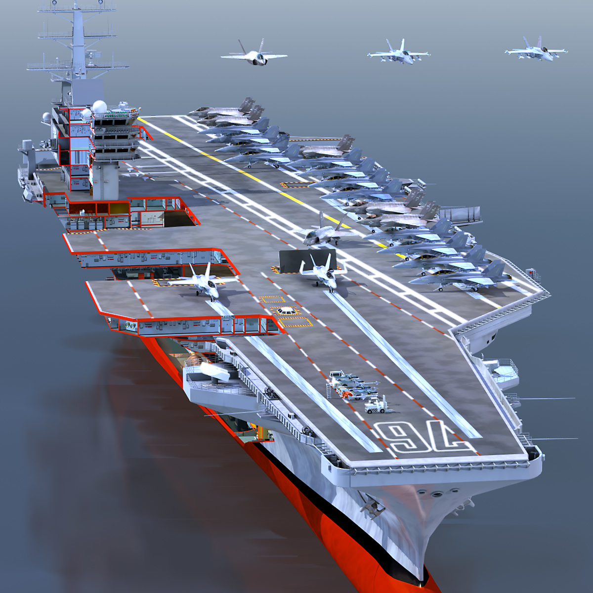 uss reagan cutaway aircraft carrier 3d obj