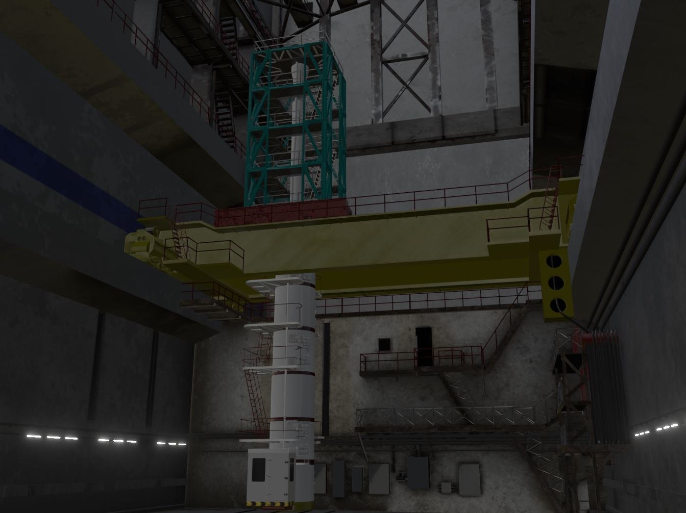 Sala central del reactor nuclear de Chernobyl RBMK-1000 modelo 3d