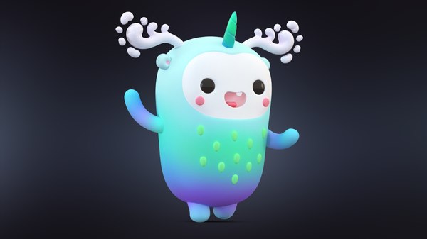 Modelo 3d Dibujos Animados Kawaii Monster Blue Turbosquid