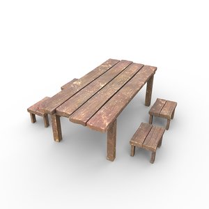 3D model table seat - pbr
