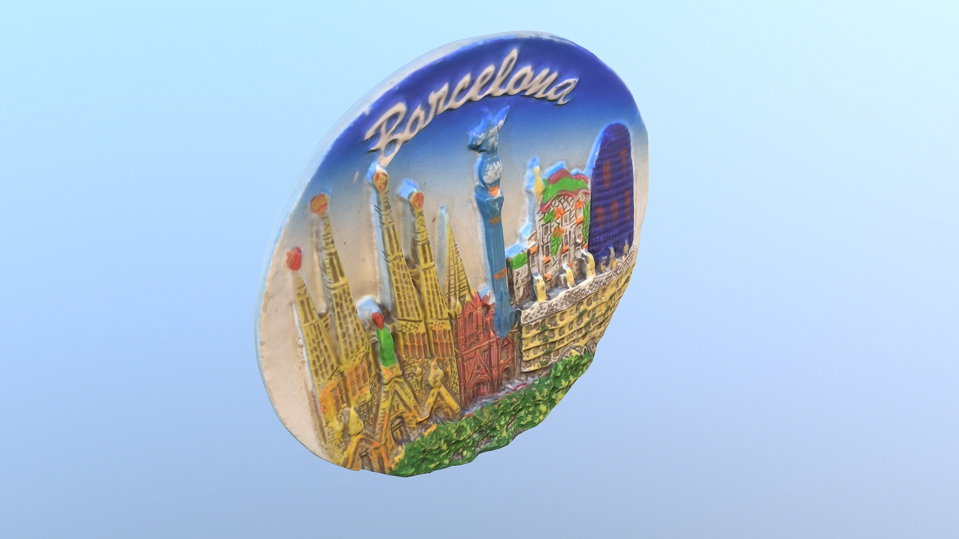 Magnete Frigorifero 3D MUYU – Souvenir Barcellona Con Ballerina Di Flamenco E Sagrada Familia, Fatto A Mano In Resina