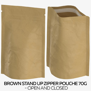 3D model brown stand zipper pouche