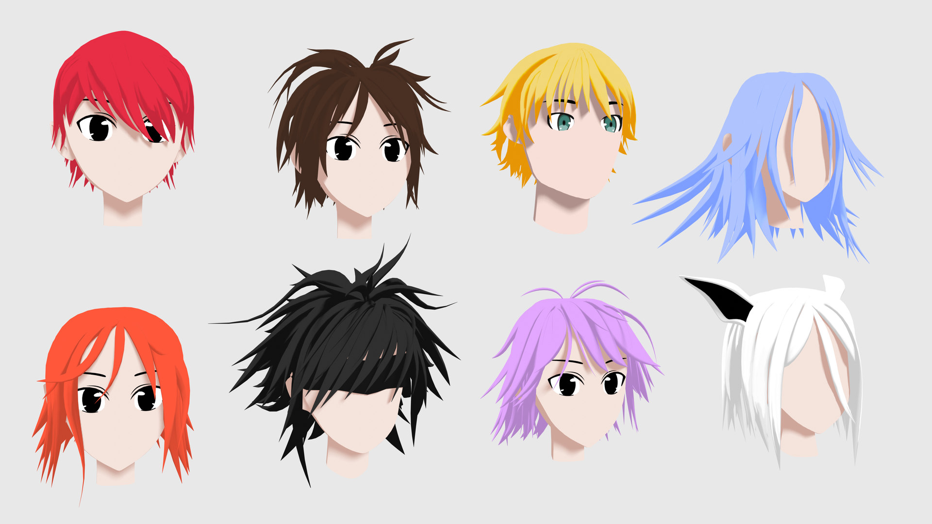 Anime Hair 3d Modell Turbosquid 1611960 3715