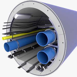 3D concrete tunnel cables pipes