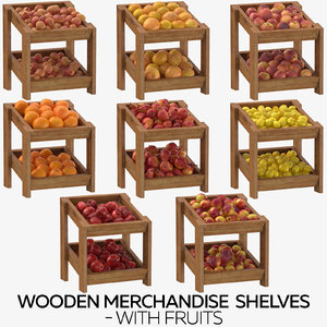 3D wooden merchandise shelves fruits model