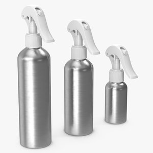 3D spray bottles aluminum white