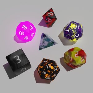 polyhedral dice set 3D model