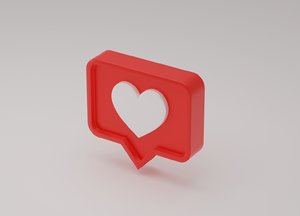 3D social media notifications icon model