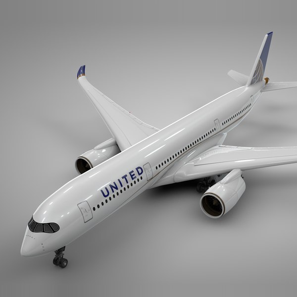 3D airbus a350-900 united airlines