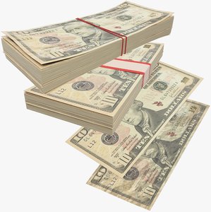 dollars bills banknotes 3D model