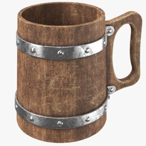real wooden cup 3D model
