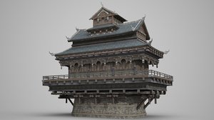 multi story palaces ancient 3D model