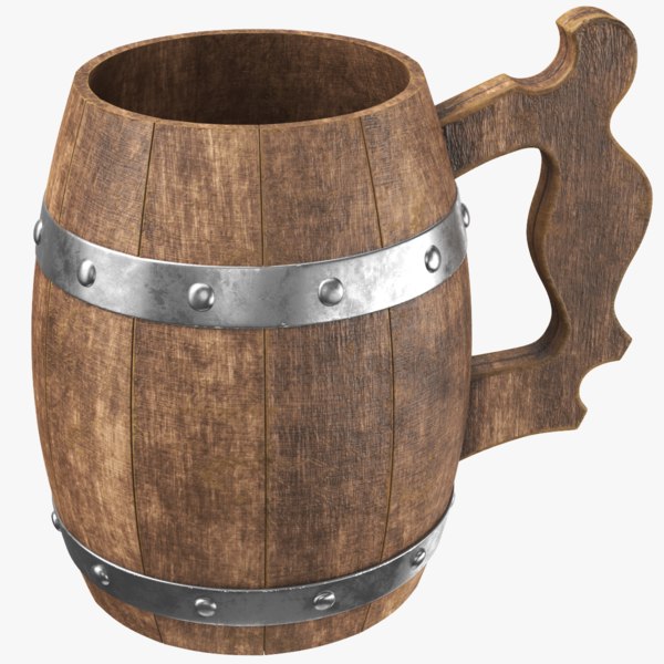3D real wooden cup model