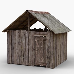 3D model wooden shed