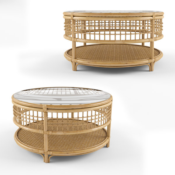 ballard designs rattan coffee table