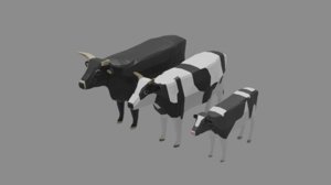 cow family pack 3D model