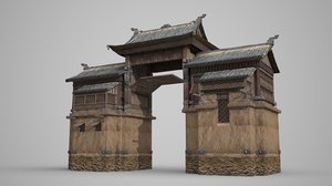 mud brick gate 3D