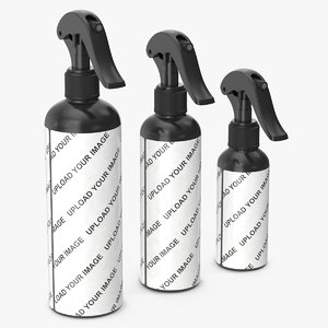 3D spray bottles black reusable model