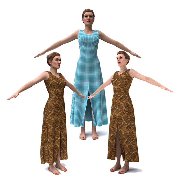 3D realistic female character clothing model