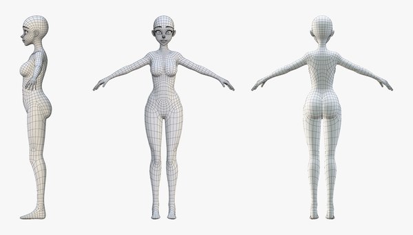 Modelo 3d Personalizar El Estilo Femenino De Malla Base Anime Turbosquid