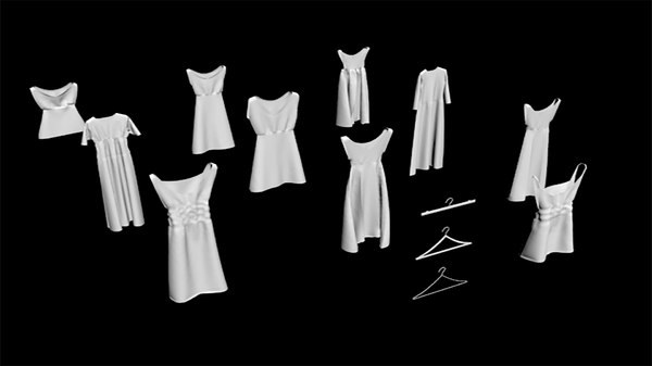 3D model dress hanger fashion hanged